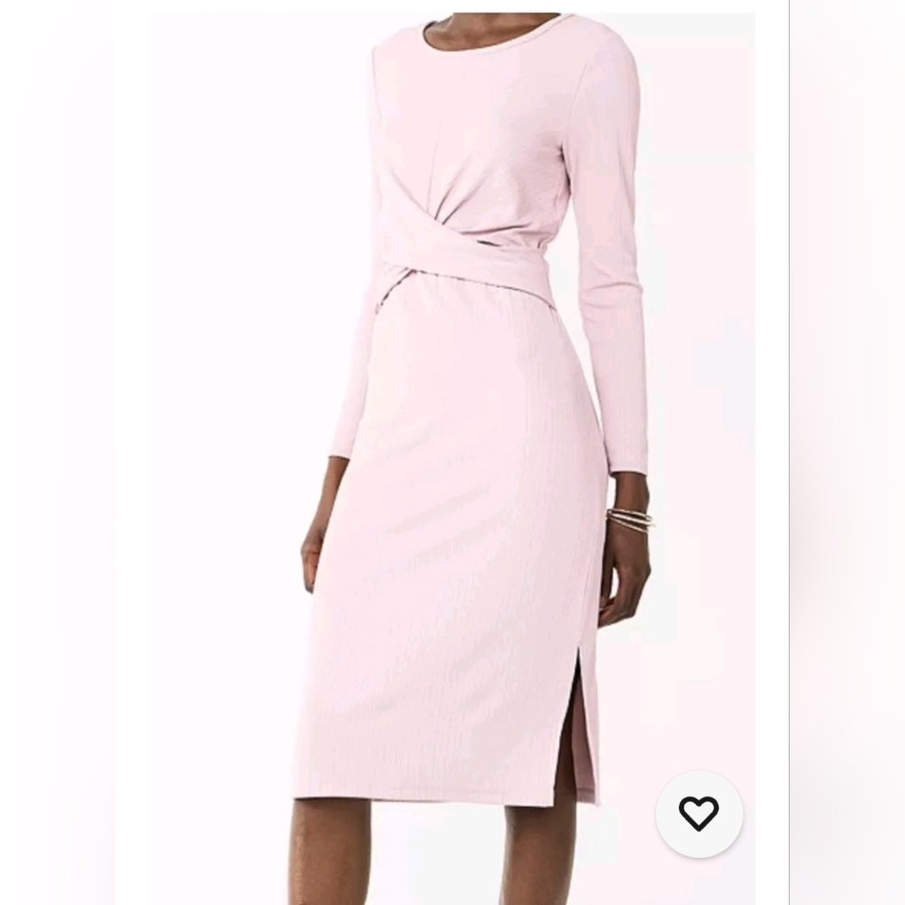 Nine West XXL Elegant Pink Long Sleeve Dress, Stretch
